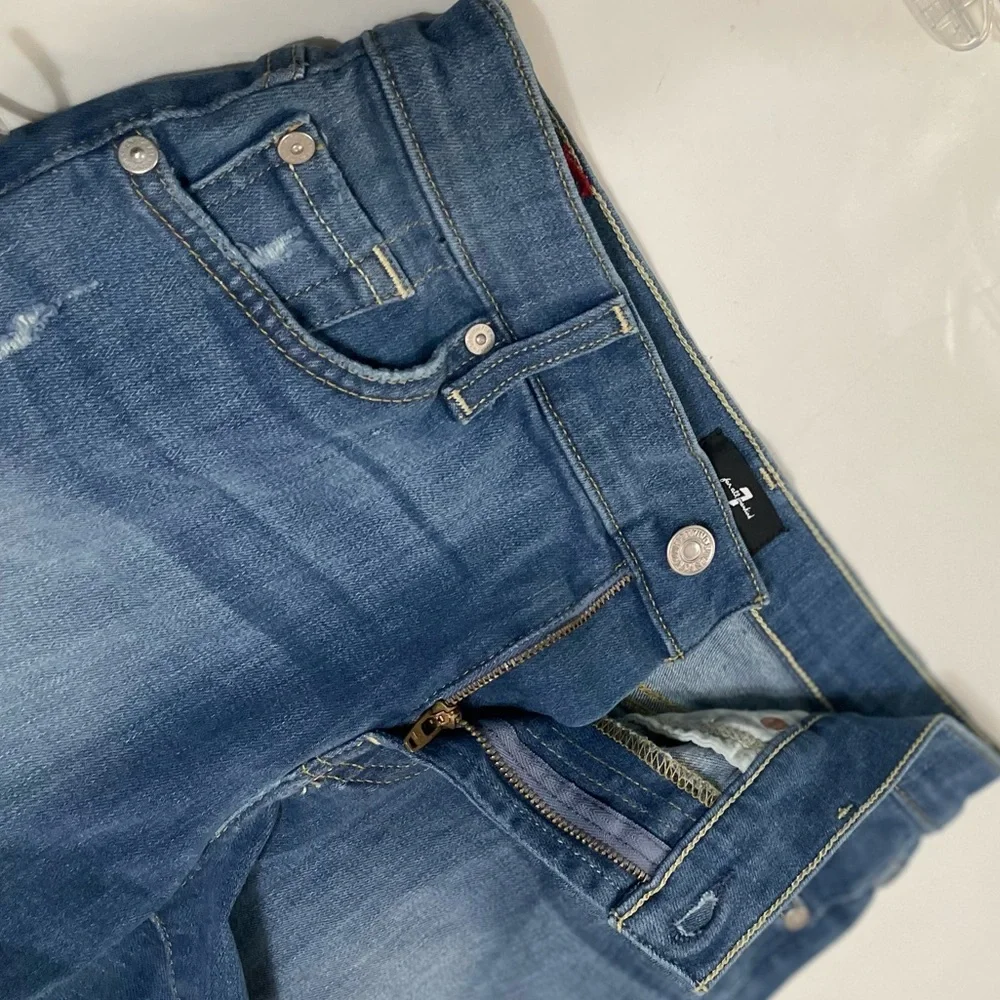 7 For All Mankind Cut Off Denim Shorts Raw Hem size 24